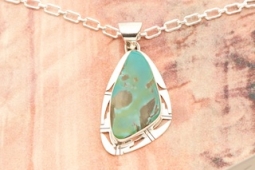 Day 13 Deal - Native American Jewelry Genuine Boulder Turquoise Pendant